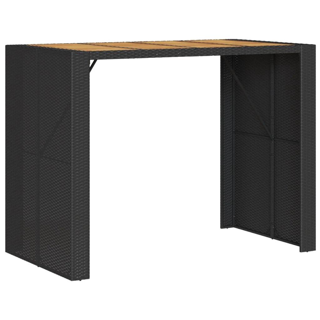 vidaXL Garden Table with Acacia Wood Top Black 105x80x110 cm Poly Rattan by vidaXL