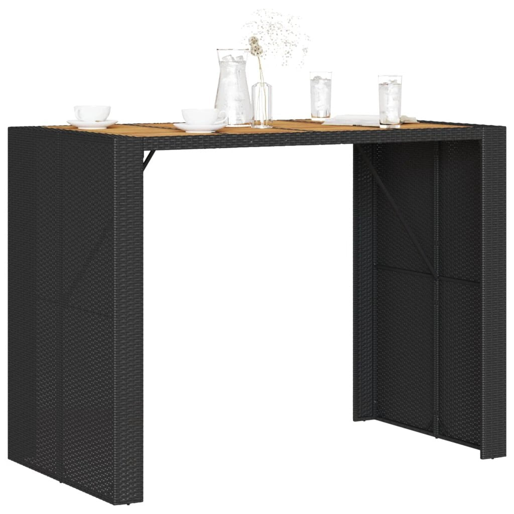 vidaXL vidaXL Garden Table with Acacia Wood Top Black 105x80x110 cm Poly Rattan - Garden Table