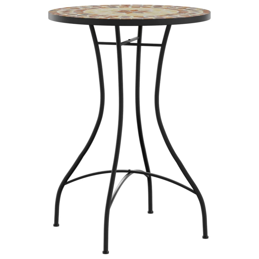 vidaXL vidaXL Mosaic Bistro Set Terracotta and White Iron and Ceramic - Uncategorized Bistro Sets