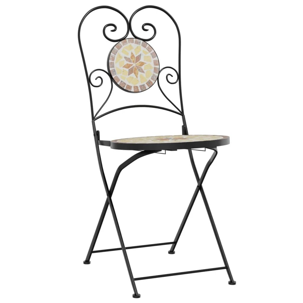 vidaXL vidaXL Mosaic Bistro Set Terracotta and White Iron and Ceramic - Uncategorized Bistro Sets