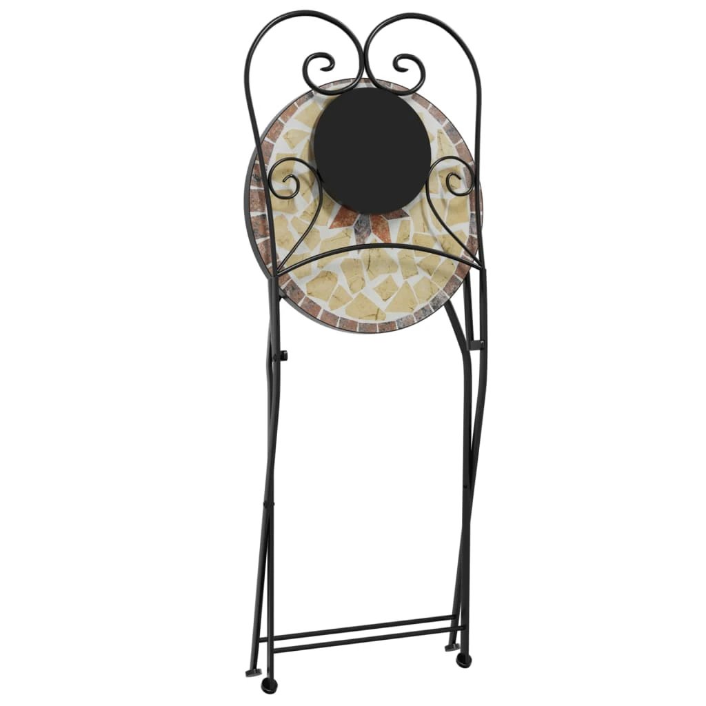 vidaXL vidaXL Mosaic Bistro Set Terracotta and White Iron and Ceramic - Uncategorized Bistro Sets
