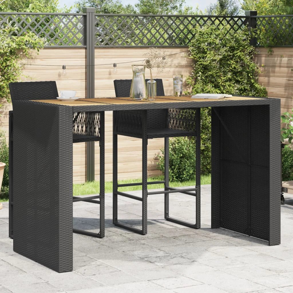 vidaXL vidaXL Garden Table with Acacia Wood Top Black 105x80x110 cm Poly Rattan - Garden Table