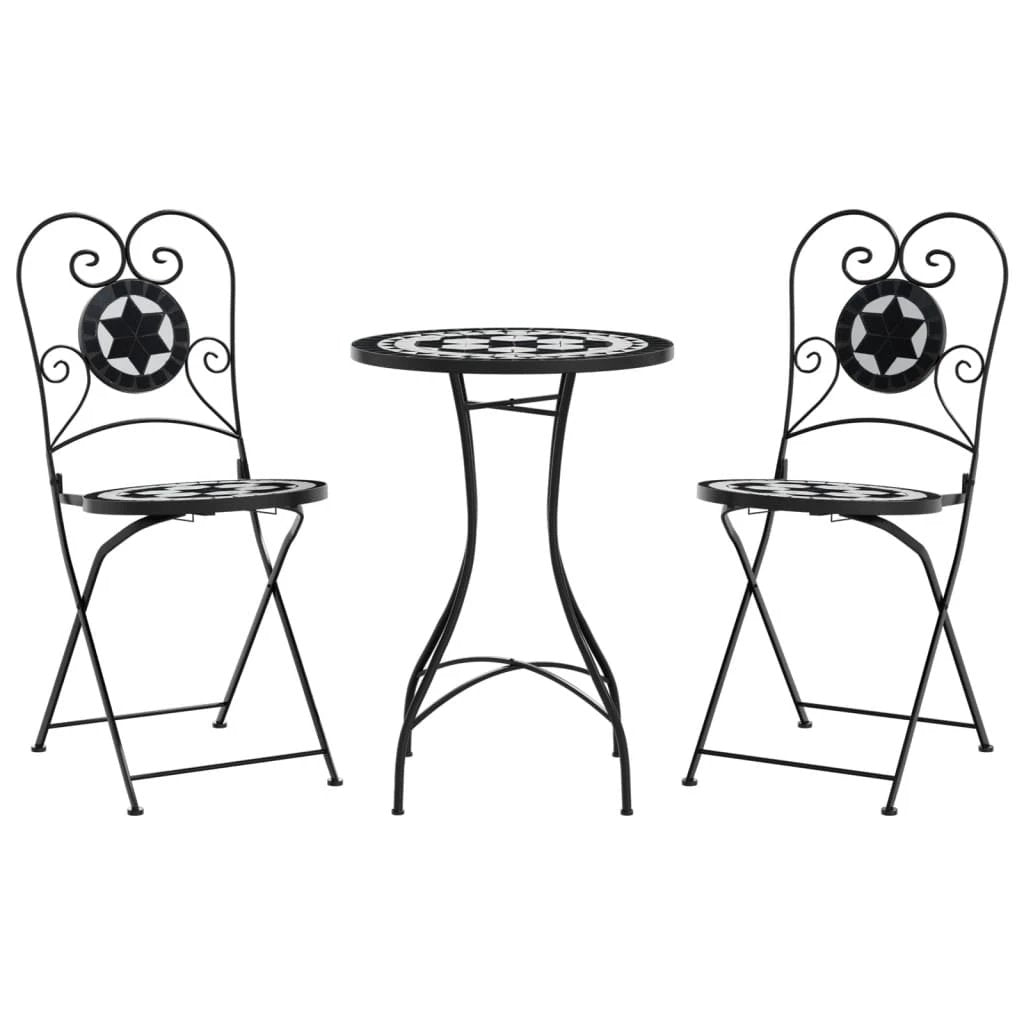vidaXL Mosaic Bistro Set Terracotta and White Iron and Ceramic by vidaXL