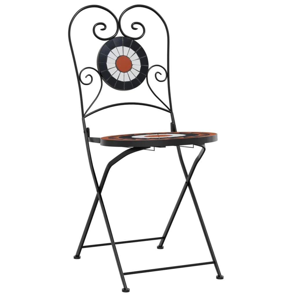 vidaXL Mosaic Bistro Set Terracotta and White Iron and Ceramic by vidaXL