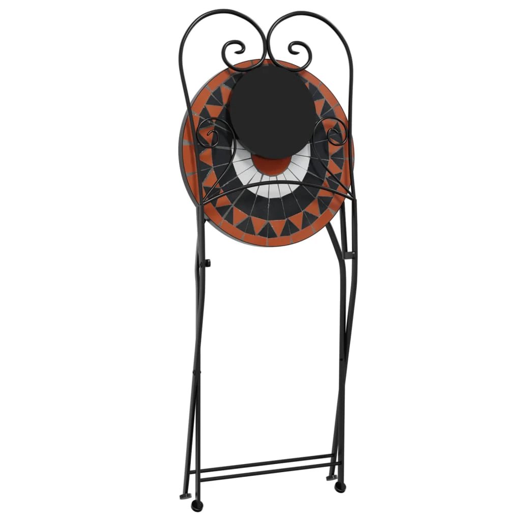 vidaXL Mosaic Bistro Set Terracotta and White Iron and Ceramic by vidaXL
