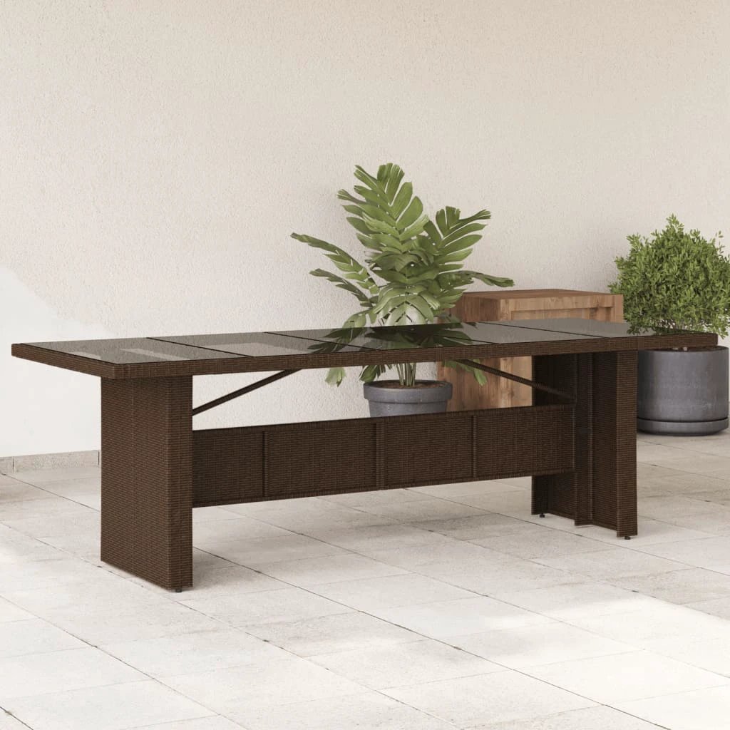 vidaXL vidaXL Garden Table with Acacia Wood Top Black 240x90x75 cm Poly Rattan - Garden Table