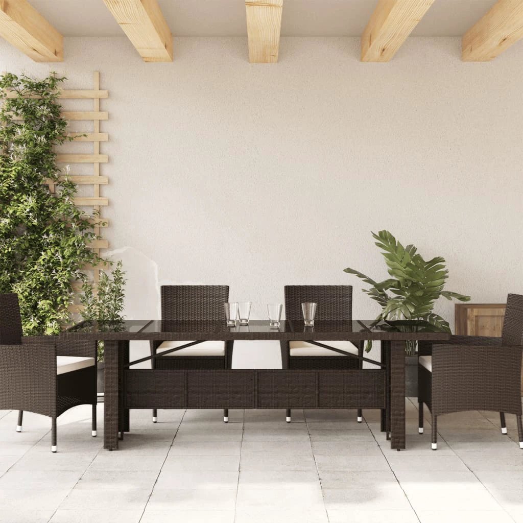 vidaXL vidaXL Garden Table with Acacia Wood Top Black 240x90x75 cm Poly Rattan - Garden Table