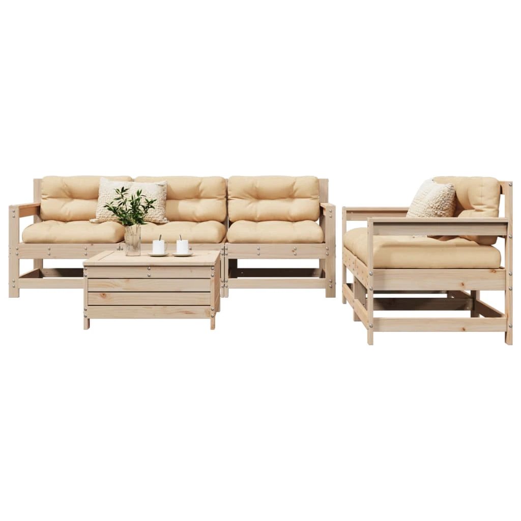 vidaXL vidaXL 6 Piece Garden Sofa Set Solid Wood Pine - Garden Sofa Sets