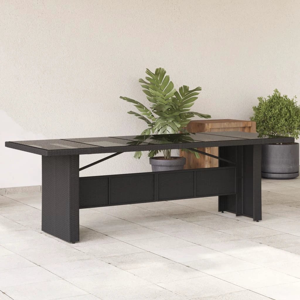 vidaXL Garden Table with Acacia Wood Top Black 240x90x75 cm Poly Rattan by vidaXL