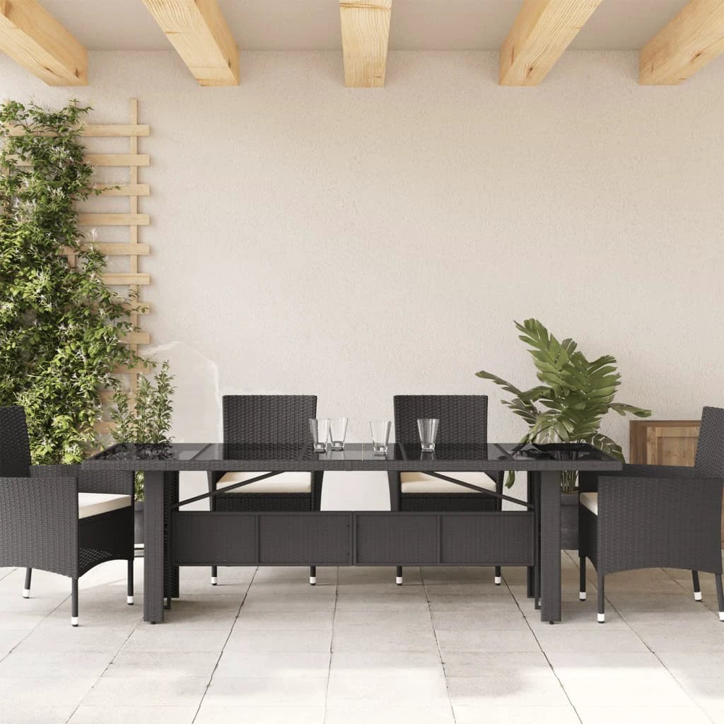 vidaXL Garden Table with Acacia Wood Top Black 240x90x75 cm Poly Rattan by vidaXL