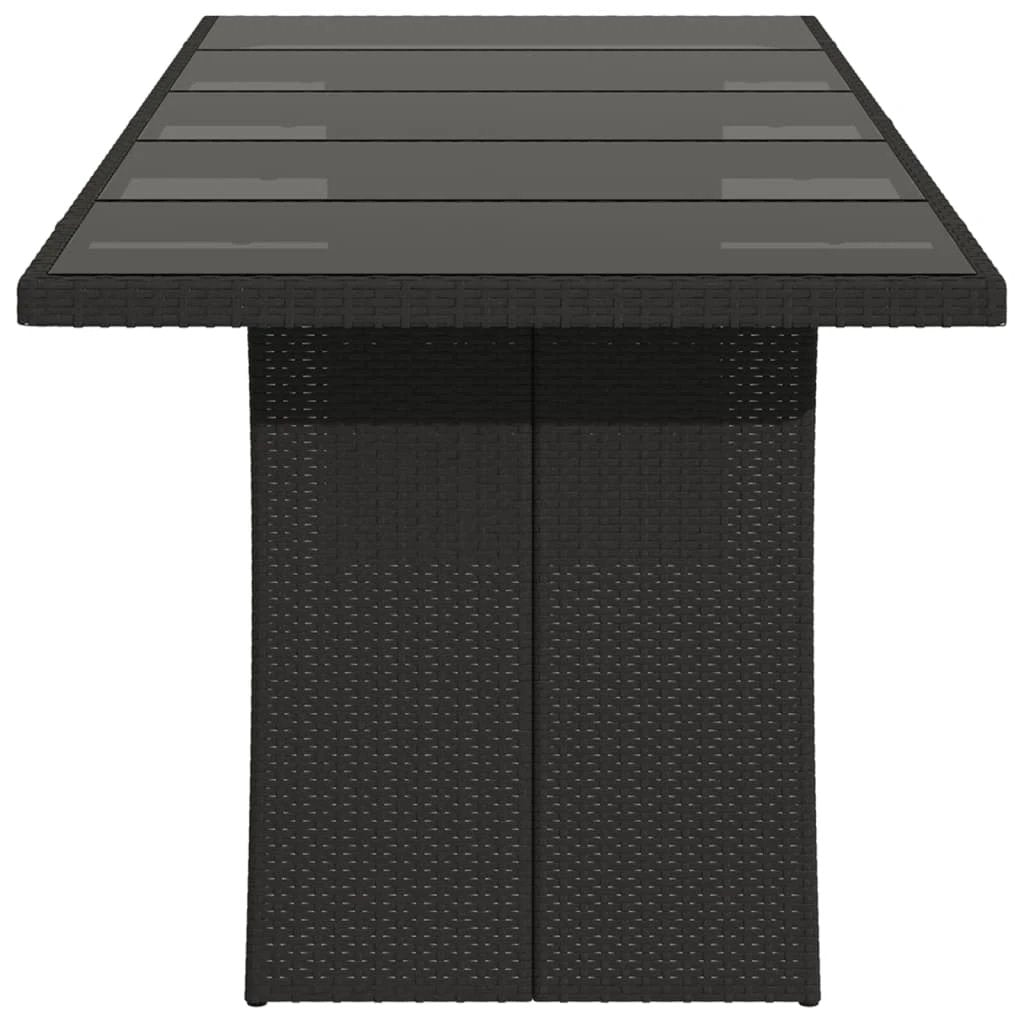 vidaXL Garden Table with Acacia Wood Top Black 240x90x75 cm Poly Rattan by vidaXL