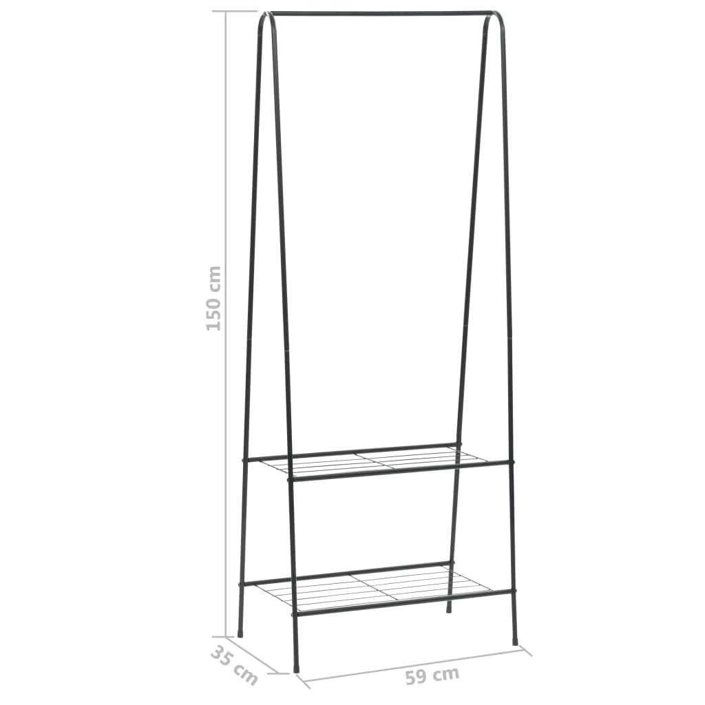 vidaXL Clothes Rack 59x35x150 cm Sturdy Steel Frame With Two Shelves For Bedroom Organization by vidaXL