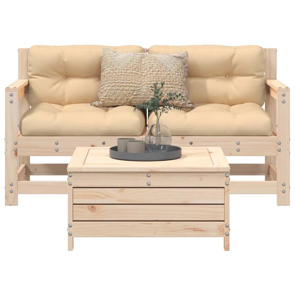 vidaXL vidaXL 3 Piece Garden Sofa Set Solid Wood Pine - Garden Sofa Sets