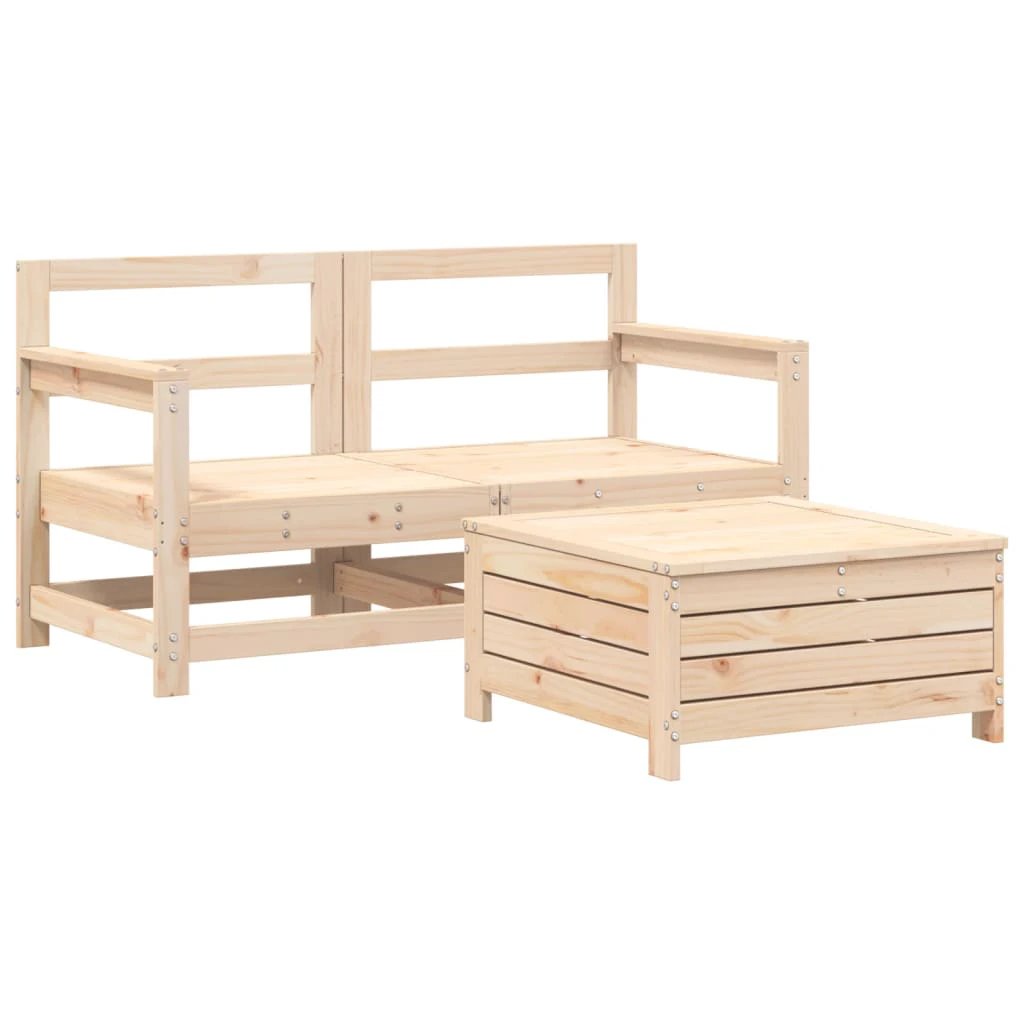 vidaXL vidaXL 3 Piece Garden Sofa Set Solid Wood Pine - Garden Sofa Sets