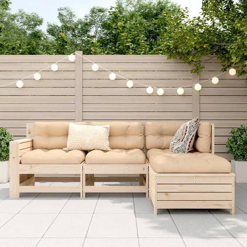 vidaXL 4 Piece Garden Sofa Set 230x230x85cm Solid Pinewood with Cushions for Outdoor Entertaining by vidaXL