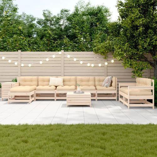 vidaXL vidaXL 10 Piece Garden Sofa Set Solid Wood Pine with Slatted Design for Outdoor Relaxation and Family Gatherings - Garden Sofa Sets