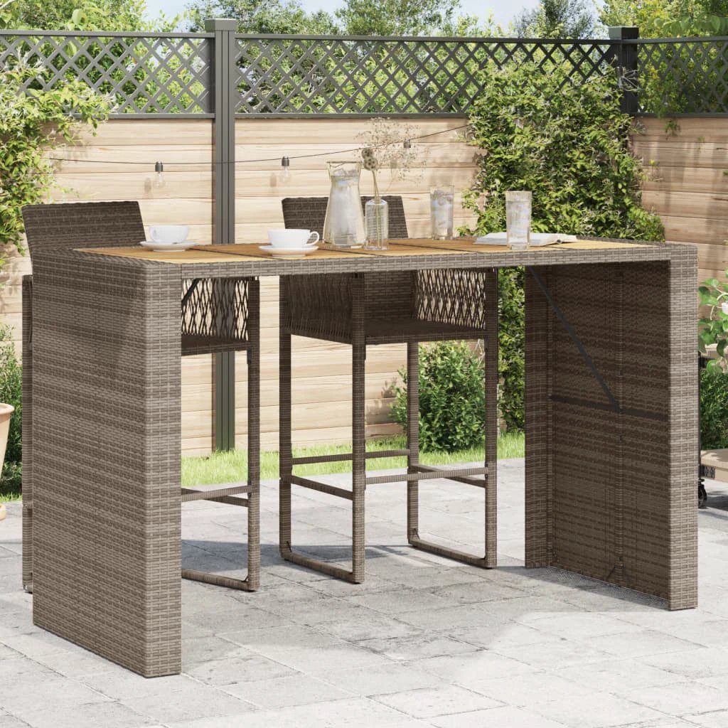 vidaXL Garden Table with Acacia Wood Top Black 105x80x110 cm Poly Rattan by vidaXL