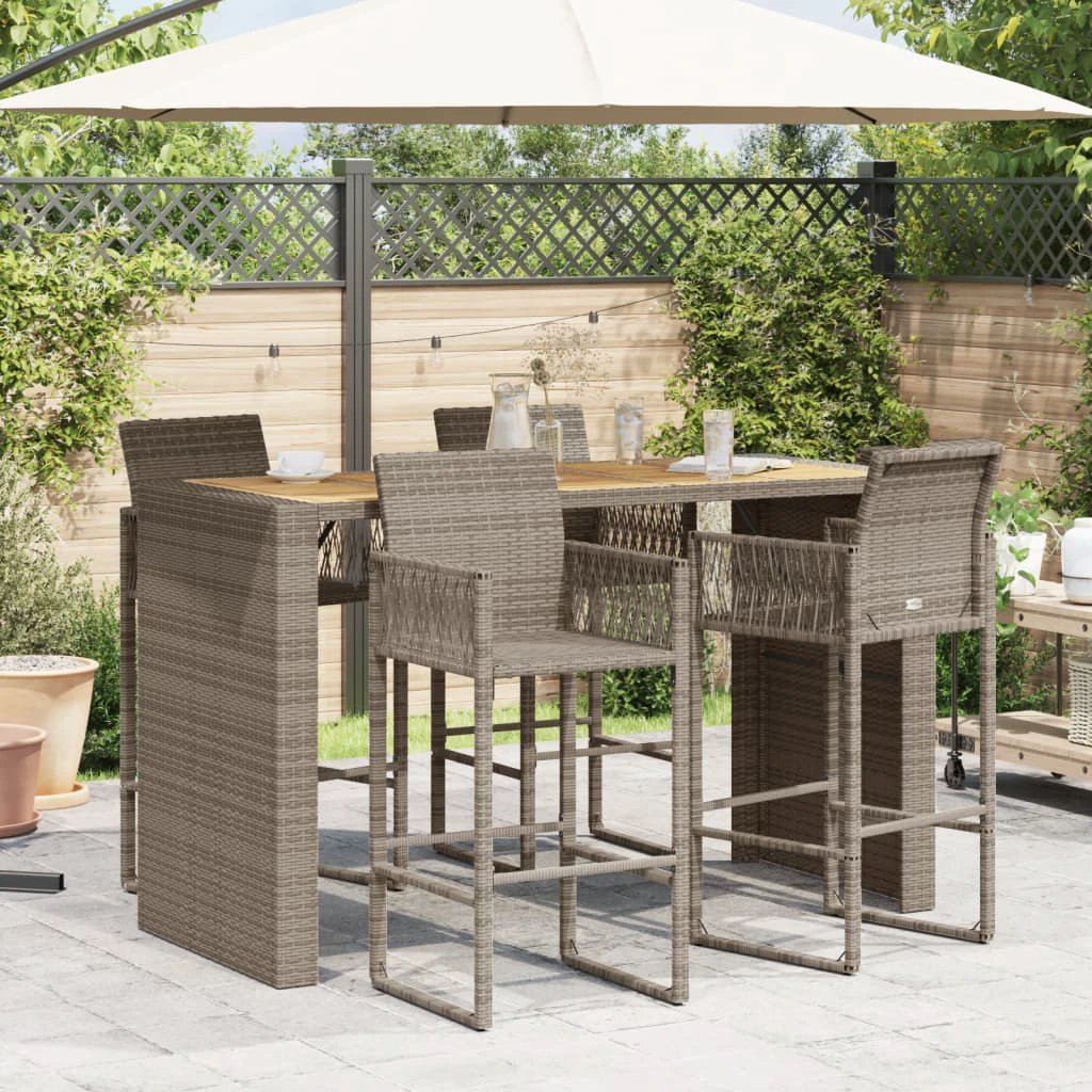 vidaXL Garden Table with Acacia Wood Top Black 105x80x110 cm Poly Rattan by vidaXL
