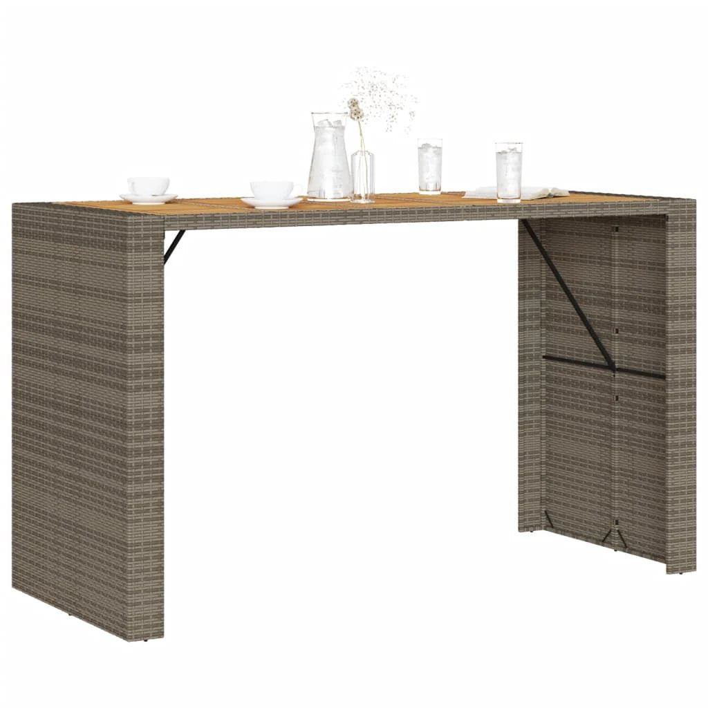 vidaXL Garden Table with Acacia Wood Top Black 105x80x110 cm Poly Rattan by vidaXL