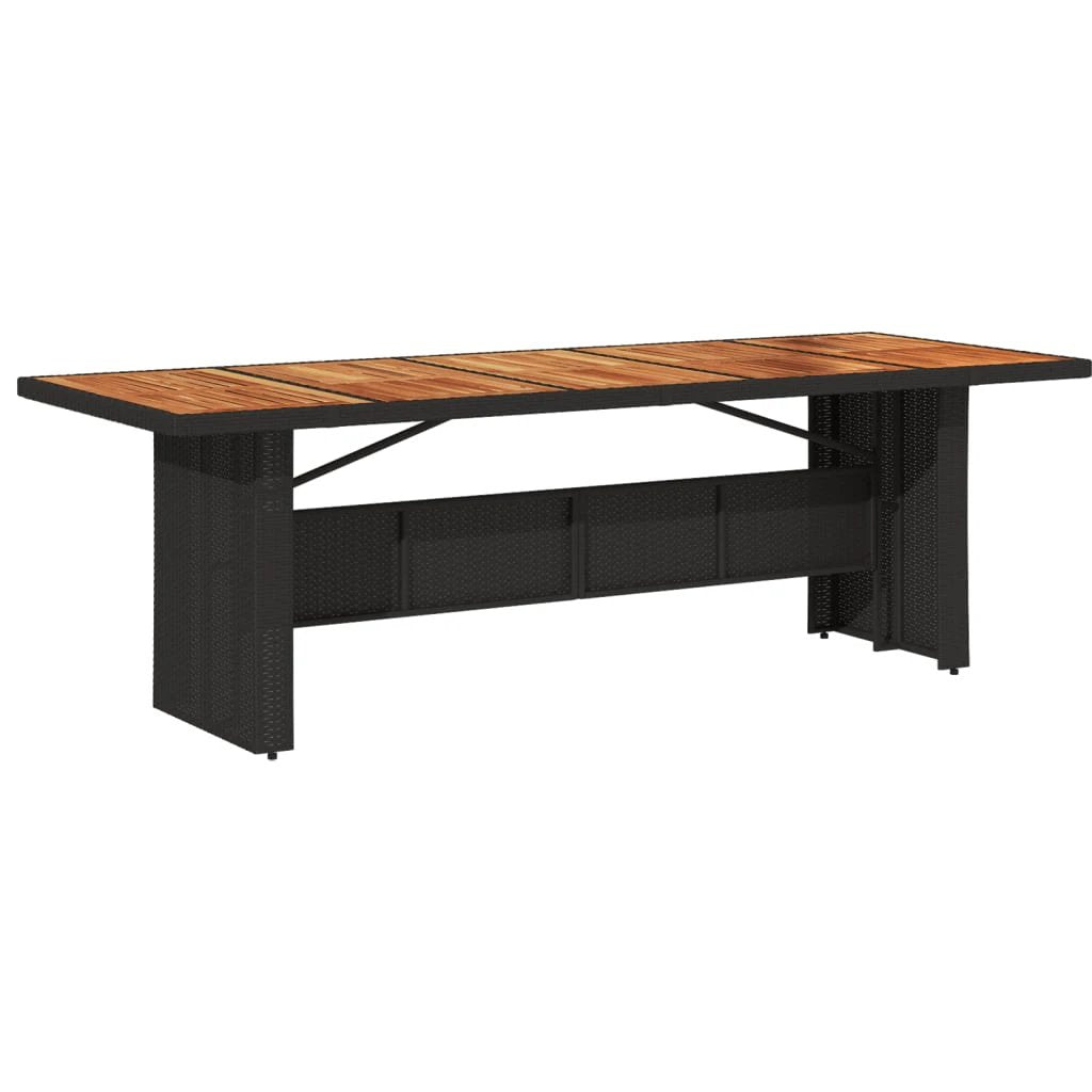 vidaXL vidaXL Garden Table with Acacia Wood Top Black 240x90x75 cm Poly Rattan - Garden Table