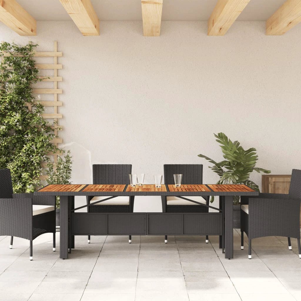 vidaXL Garden Table with Acacia Wood Top Black 240x90x75 cm Poly Rattan by vidaXL