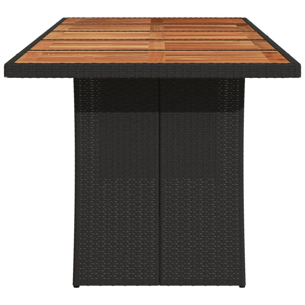 vidaXL Garden Table with Acacia Wood Top Black 240x90x75 cm Poly Rattan by vidaXL