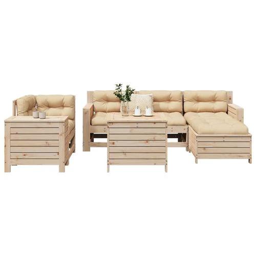 vidaXL 7 Piece Garden Sofa Set with Cushions Solid Pinewood for Outdoor Relaxation with Family and Friends by vidaXL