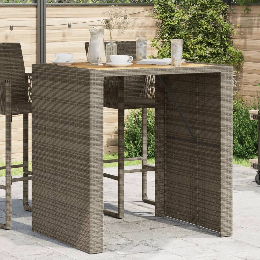 vidaXL vidaXL Garden Table with Acacia Wood Top Black 105x80x110 cm Poly Rattan - Garden Table