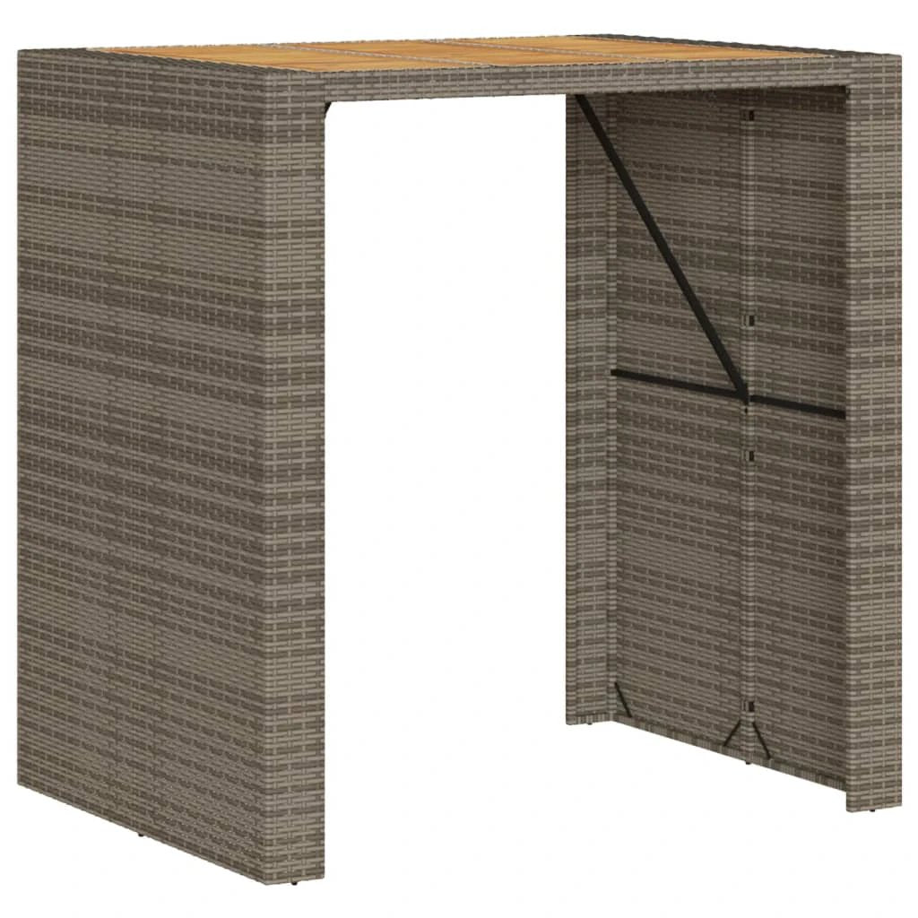 vidaXL Garden Table with Acacia Wood Top Black 105x80x110 cm Poly Rattan by vidaXL