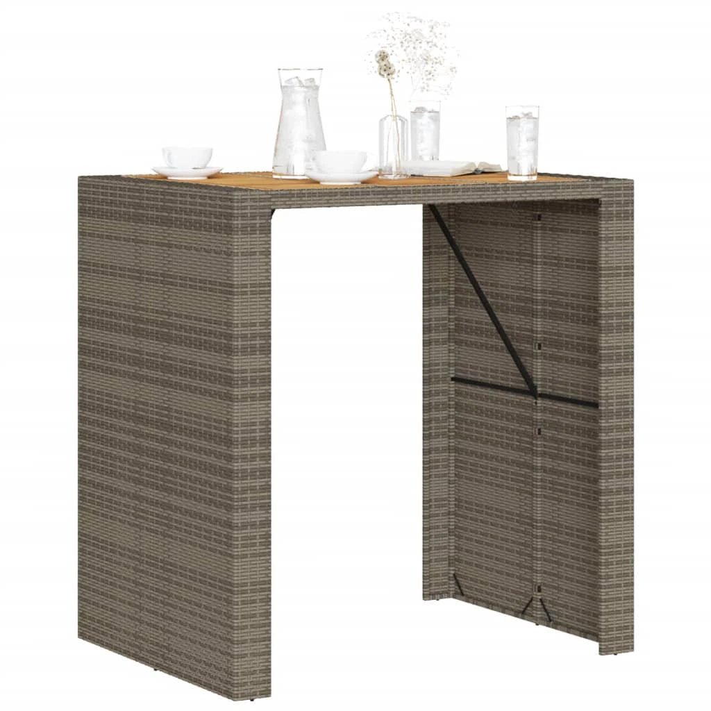 vidaXL Garden Table with Acacia Wood Top Black 105x80x110 cm Poly Rattan by vidaXL
