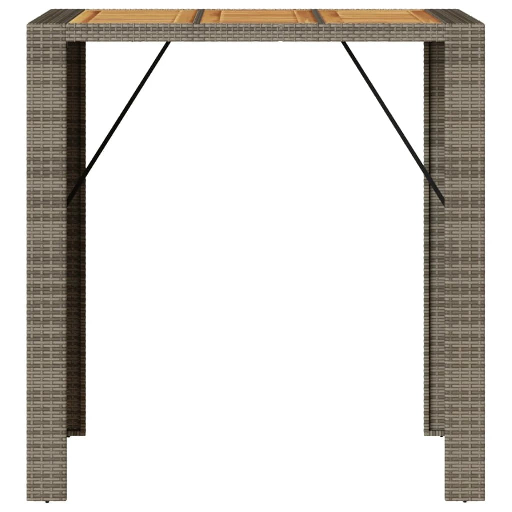 vidaXL Garden Table with Acacia Wood Top Black 105x80x110 cm Poly Rattan by vidaXL