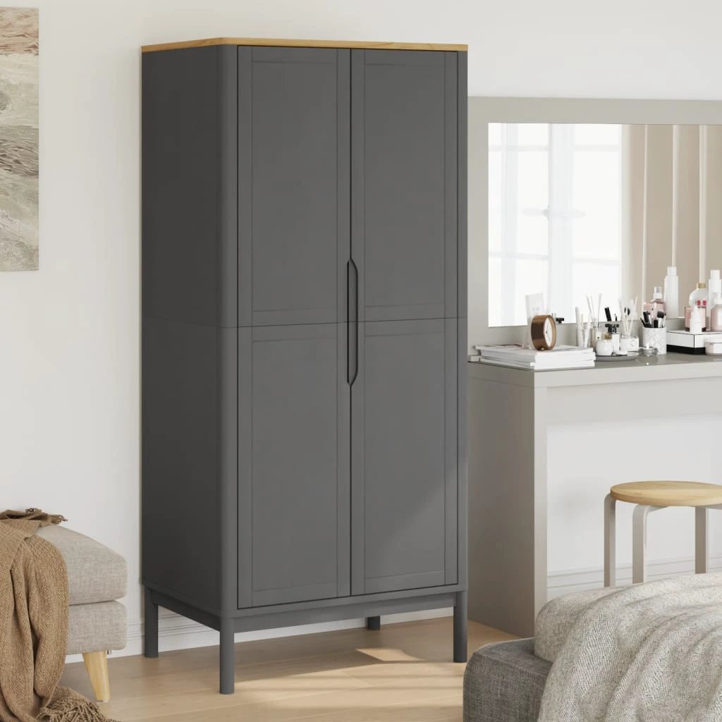 vidaXL vidaXL Wardrobe FLORO Wax Brown 77x53x171 cm Solid Wood Pine - Wardrobe