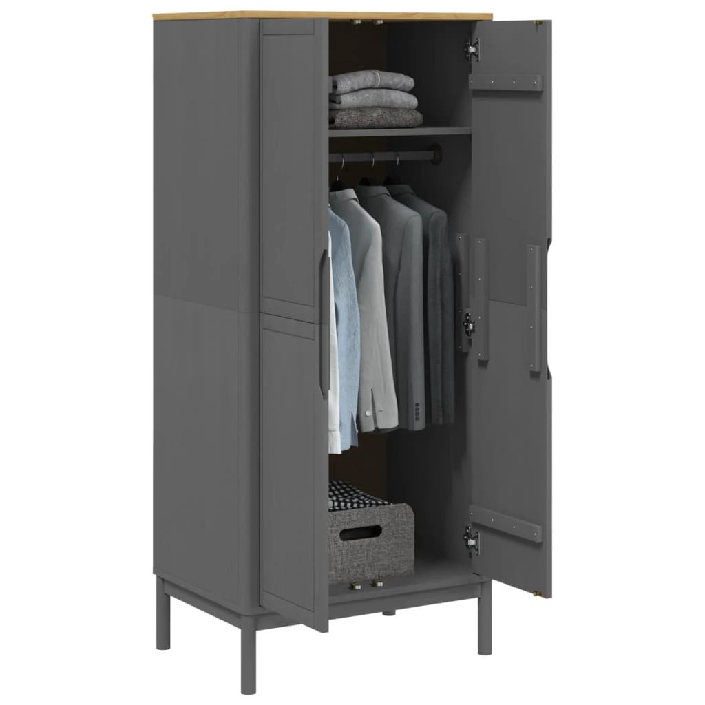 vidaXL vidaXL Wardrobe FLORO Wax Brown 77x53x171 cm Solid Wood Pine - Wardrobe