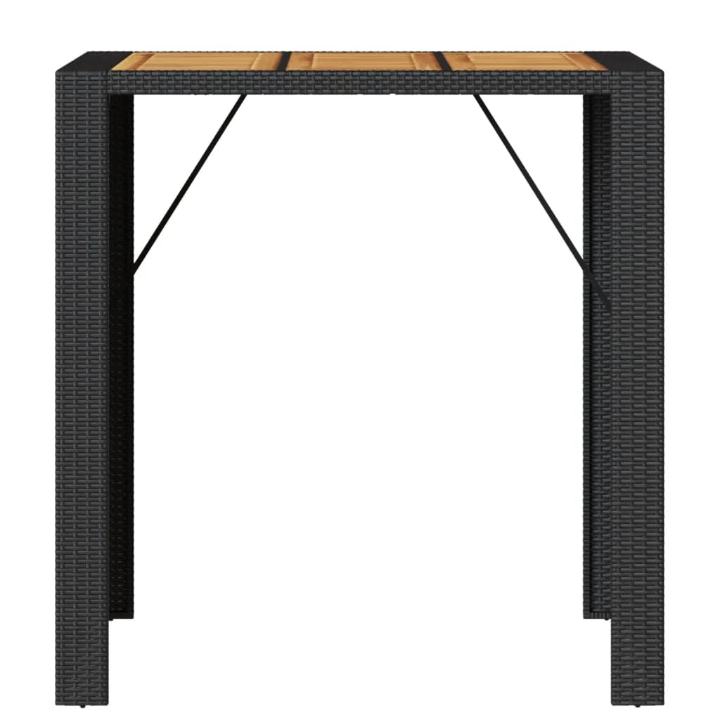 vidaXL Garden Table with Acacia Wood Top Black 105x80x110 cm Poly Rattan by vidaXL