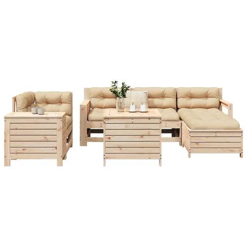 vidaXL vidaXL 7 Piece Garden Sofa Set with Cushions in Solid Wood Pine for Outdoor Entertaining - Garden Sofa Sets