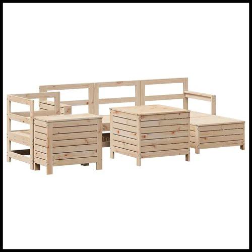 vidaXL vidaXL 7 Piece Garden Sofa Set with Cushions in Solid Wood Pine for Outdoor Entertaining - Garden Sofa Sets