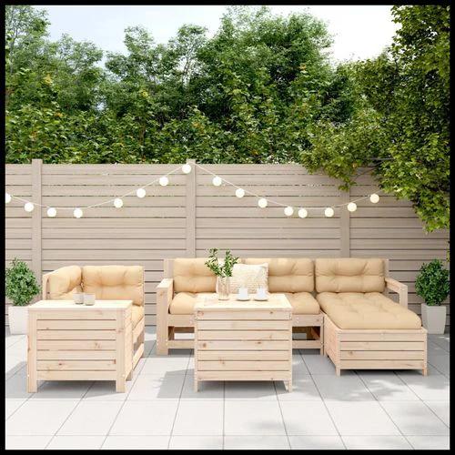vidaXL vidaXL 7 Piece Garden Sofa Set with Cushions in Solid Wood Pine for Outdoor Entertaining - Garden Sofa Sets