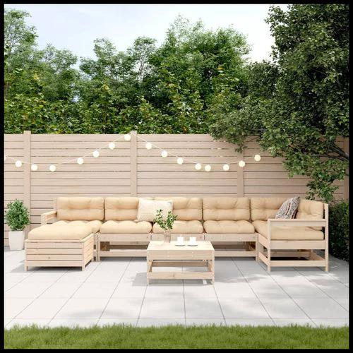 vidaXL 8 Piece Garden Sofa Set Solid Wood Pine with Cushions for Outdoor Family Gatherings by vidaXL