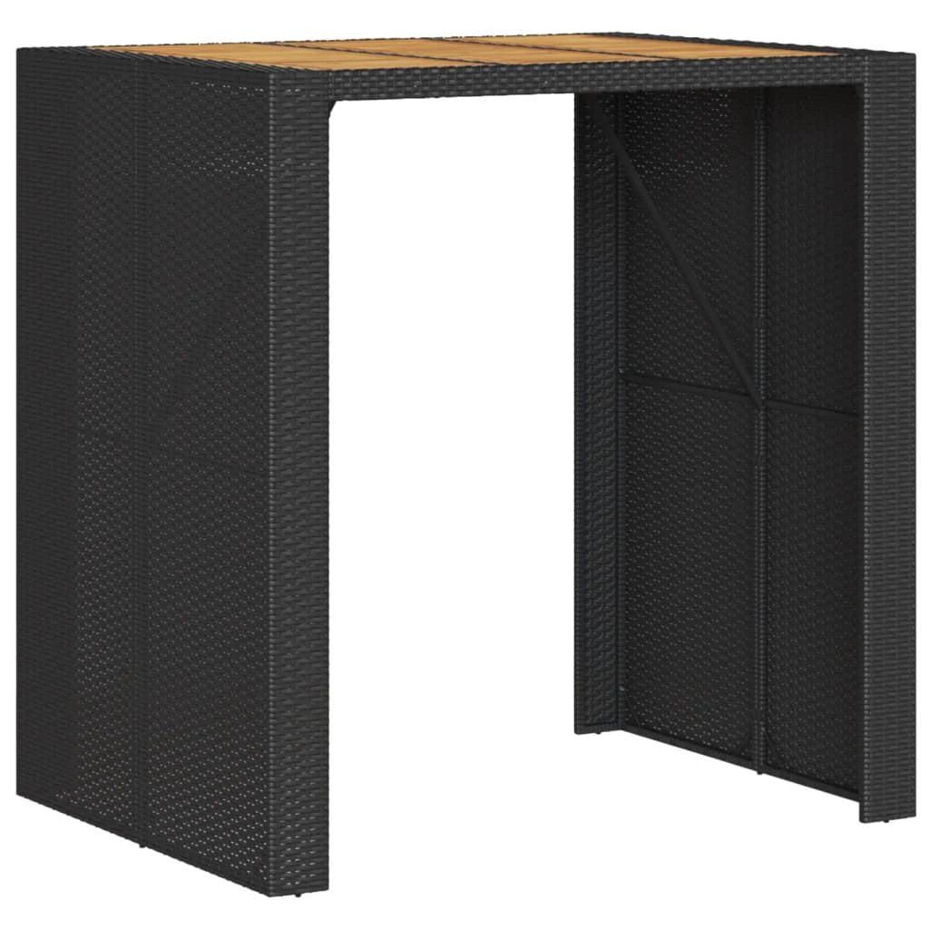 vidaXL vidaXL Garden Table with Acacia Wood Top Black 105x80x110 cm Poly Rattan - Garden Table