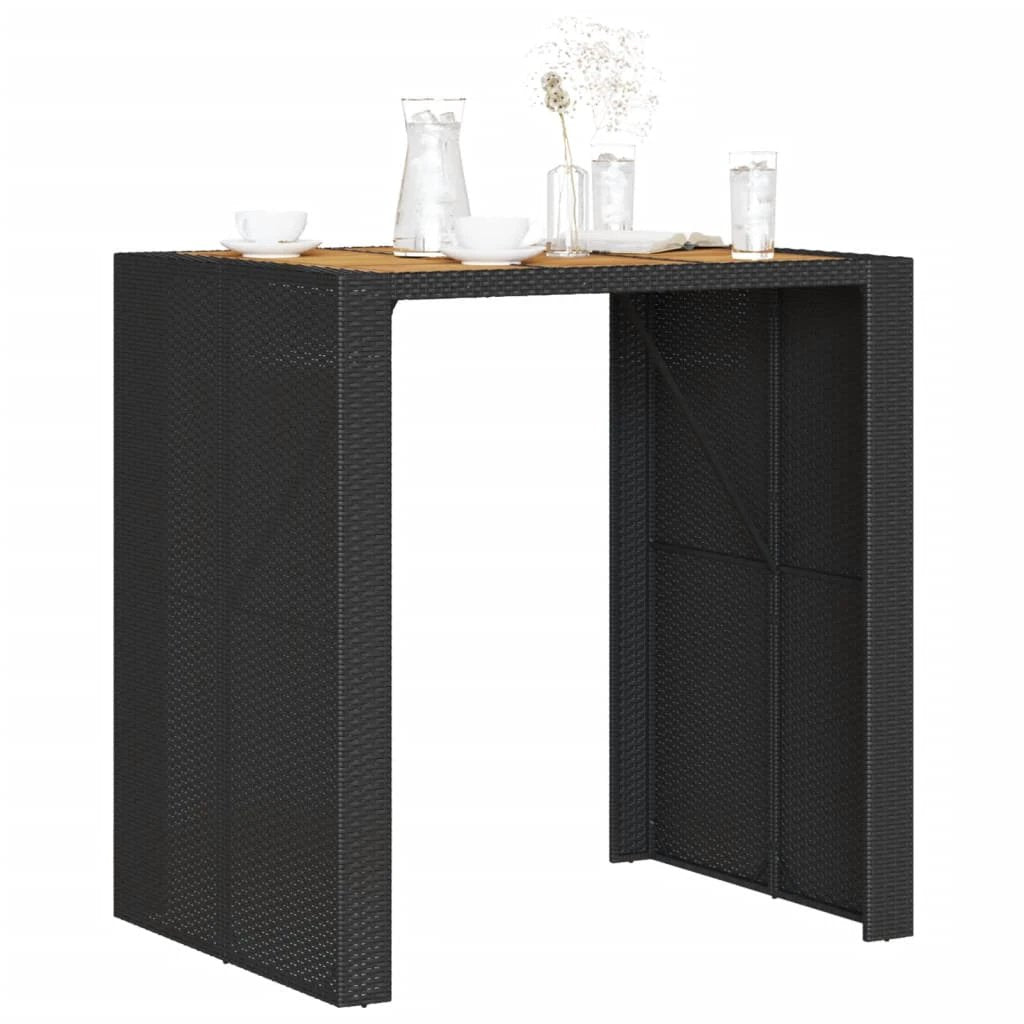 vidaXL vidaXL Garden Table with Acacia Wood Top Black 105x80x110 cm Poly Rattan - Garden Table