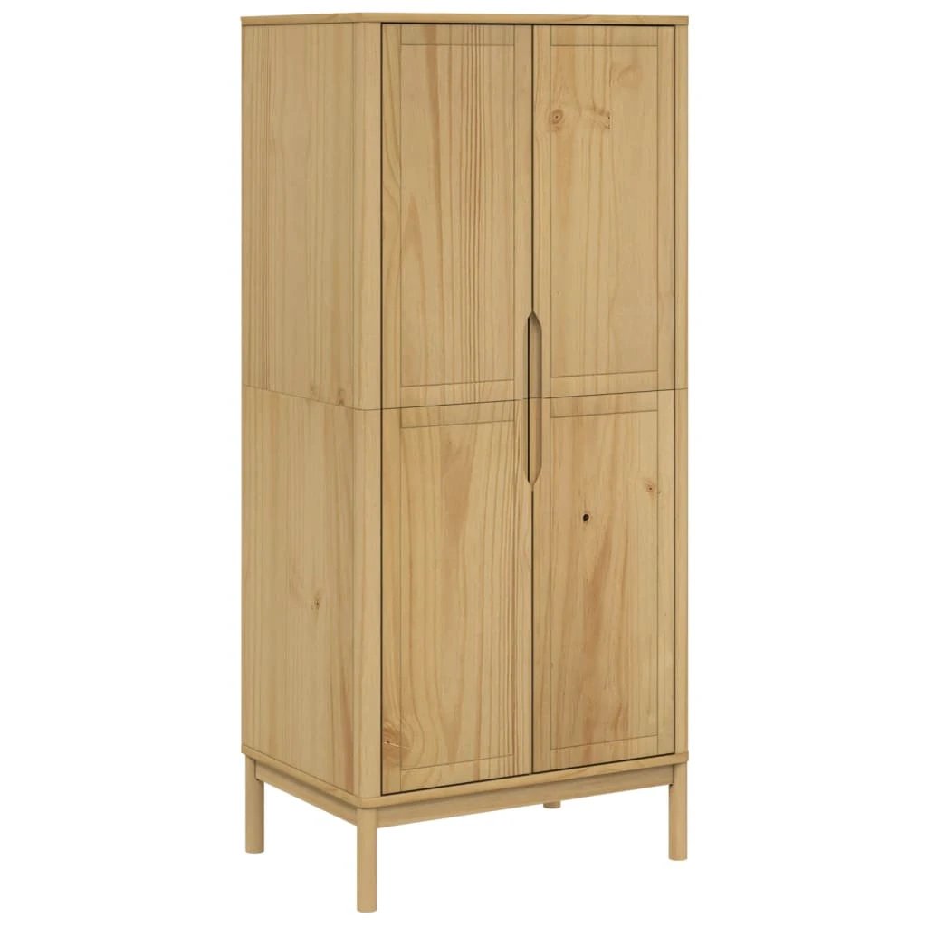 vidaXL Wardrobe FLORO Wax Brown 77x53x171 cm Solid Wood Pine by vidaXL