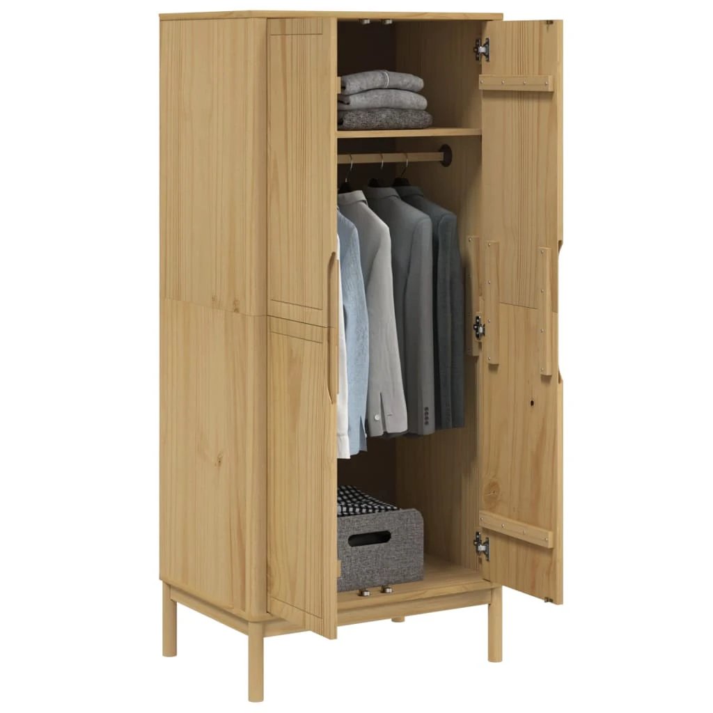 vidaXL Wardrobe FLORO Wax Brown 77x53x171 cm Solid Wood Pine by vidaXL