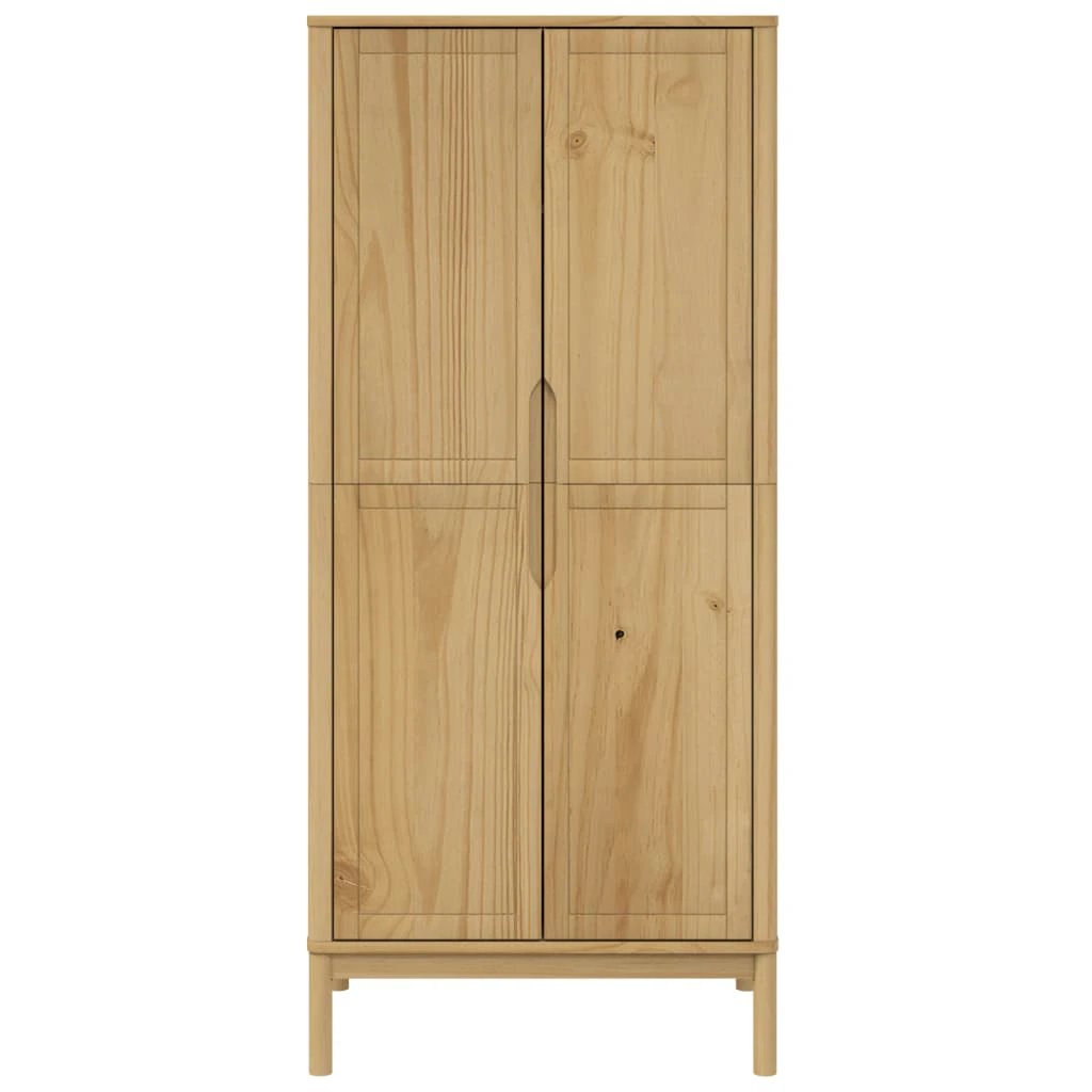 vidaXL Wardrobe FLORO Wax Brown 77x53x171 cm Solid Wood Pine by vidaXL