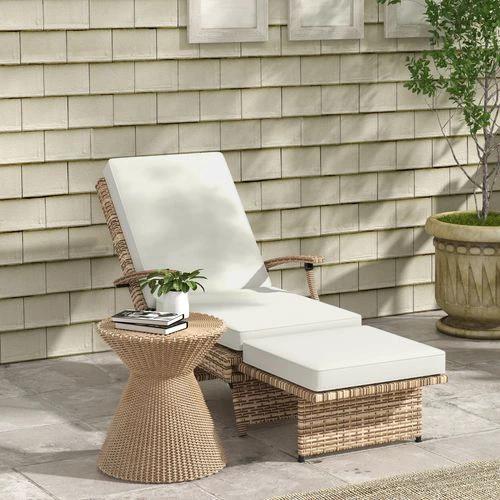 Outsunny Foldable Rattan Garden Recliner Chair with Cushion and Footrest for Outdoor Relaxation and Comfort by Outsunny