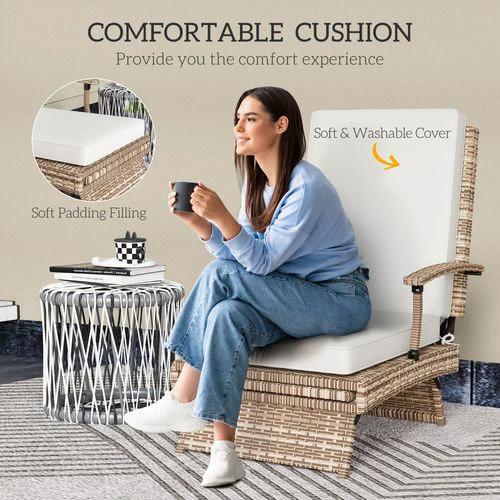 Outsunny Foldable Rattan Garden Recliner Chair with Cushion and Footrest for Outdoor Relaxation and Comfort by Outsunny
