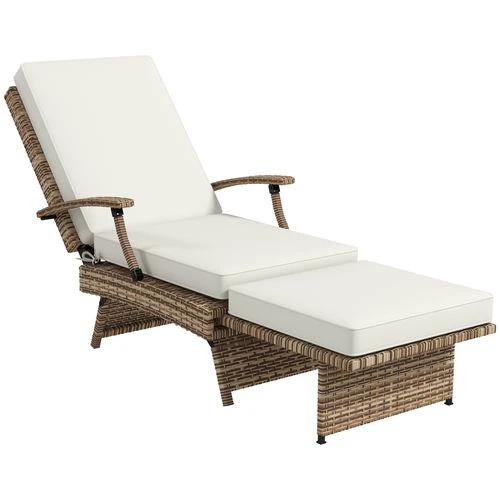 Outsunny Foldable Rattan Garden Recliner Chair with Cushion and Footrest for Outdoor Relaxation and Comfort by Outsunny