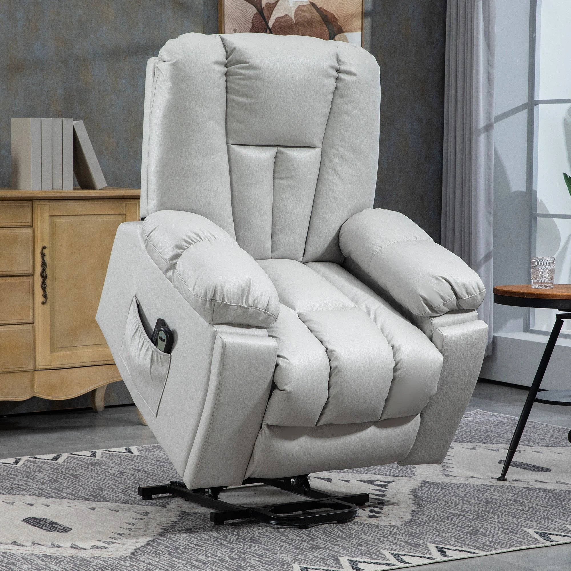 HOMCOM Riser and Recliner Chair for Elderly, Quick Assembly, Light Grey by HOMCOM