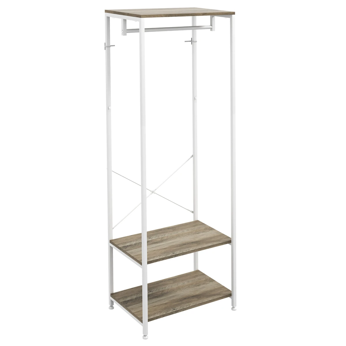 HOMCOM Coat Rack Tall 2 Shelves With Shoe Storage Hallway by HOMCOM