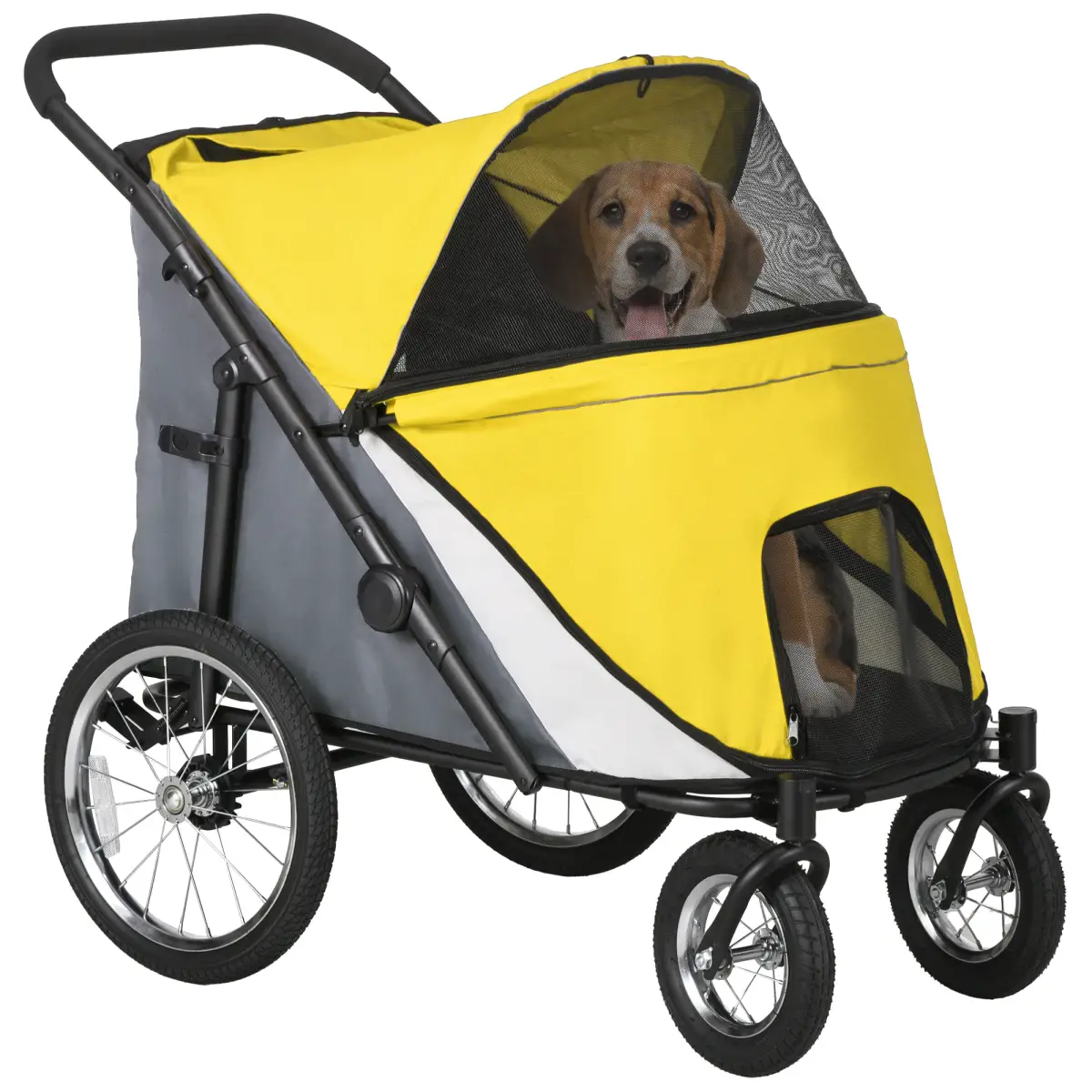 PawHut PawHut Pet Stroller Foldable Design with Cushion for M and L Dogs, Dark Green - Pet Carrier