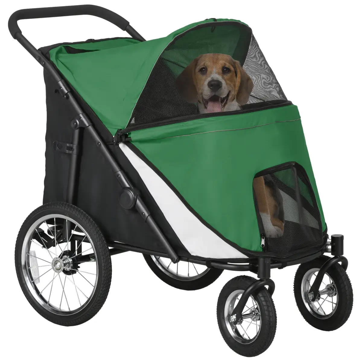 PawHut PawHut Pet Stroller Foldable Design with Cushion for M and L Dogs, Dark Green - Pet Carrier